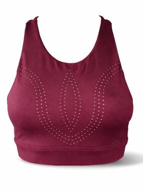 💪 BuffBunny Collection Laser Cut Sports Bra Burgundy Racerback Adjustable XS